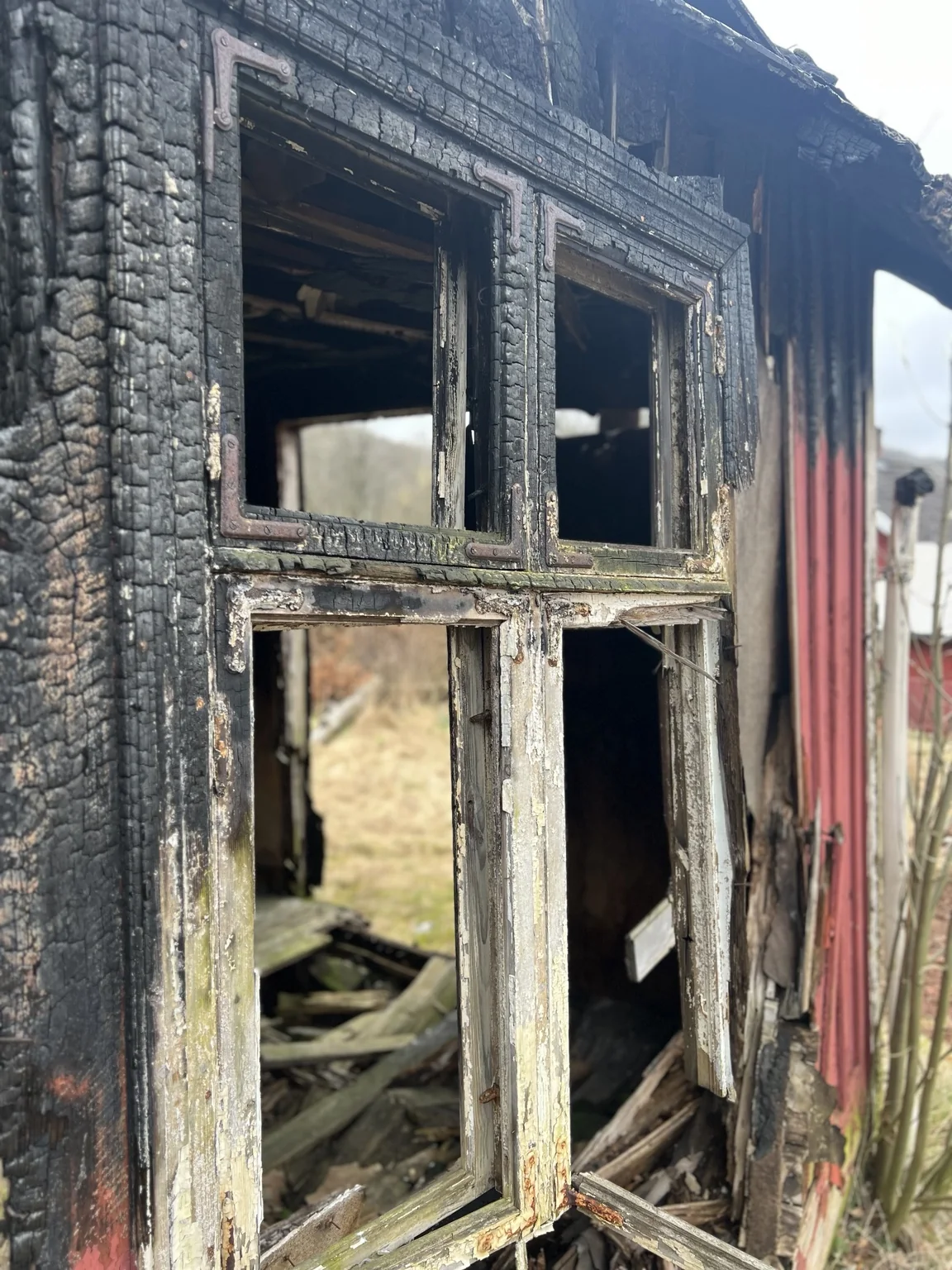 Fire-damaged building